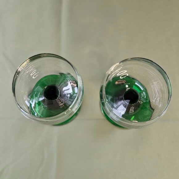 Set of 2 Vintage Bockling Made in Germany Roemer Plain Glasses with Green Foot - Picture 2 of 11